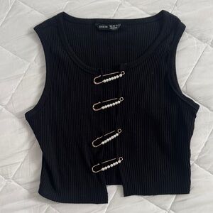 SHEIN Black Sleeveless Top with Pearl Accents
size s
never worn